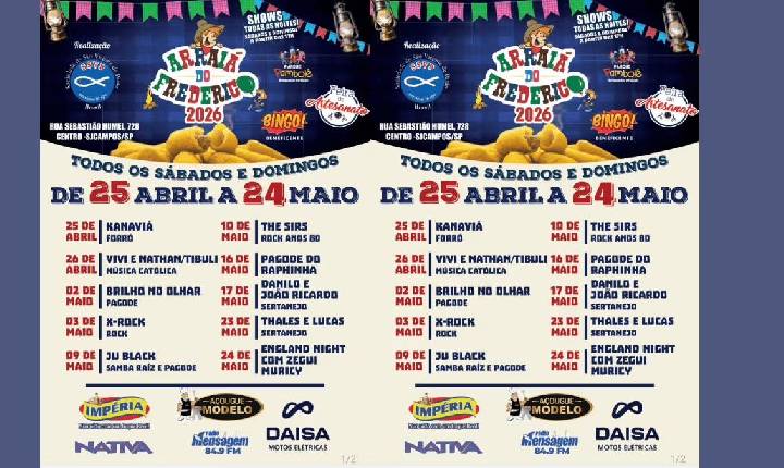 Festa Junina: Arraiá do Frederico começa neste fim de semana