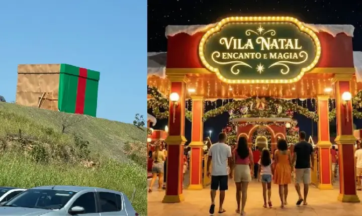 Vila de Natal começa a ser montada e chama a atenção no Anel Viário