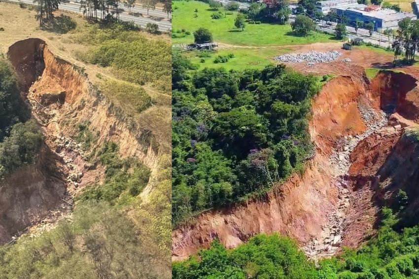 Cratera avança na zona sul de São José e preocupa moradores
