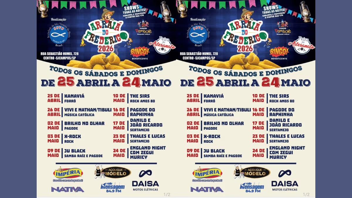 Festa Junina: Arraiá do Frederico começa neste fim de semana