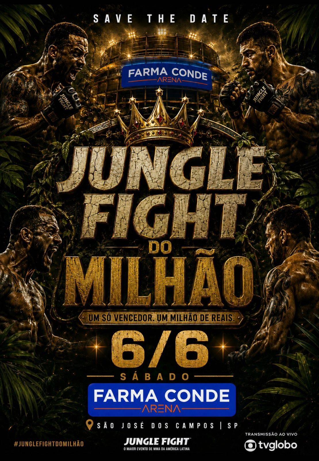 Jungle Fight anuncia semifinais do Fight do Milhão na Farma Conde Arena, em São José