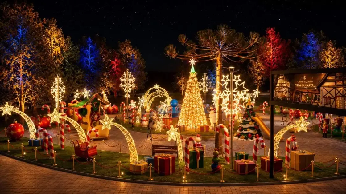 Campos do Jordão prepara Natal com 16 km de luzes, árvore de 20 metros e espetáculos inéditos